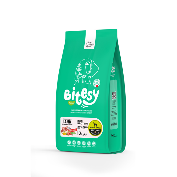 BITESY PLATINUM Dual Protein sausas maistas su ėriena ir ešeriu šunims, 12kg 