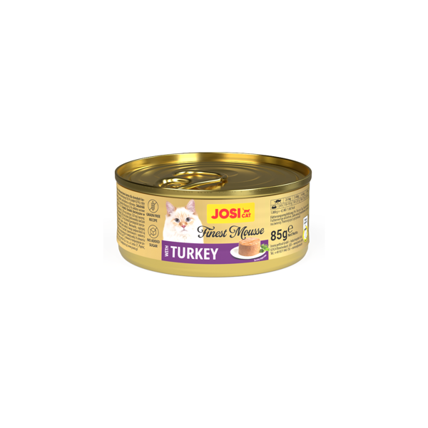 JOSICAT Finest Mousse konservuotas skanėstas su kalakutiena katėms, 85g