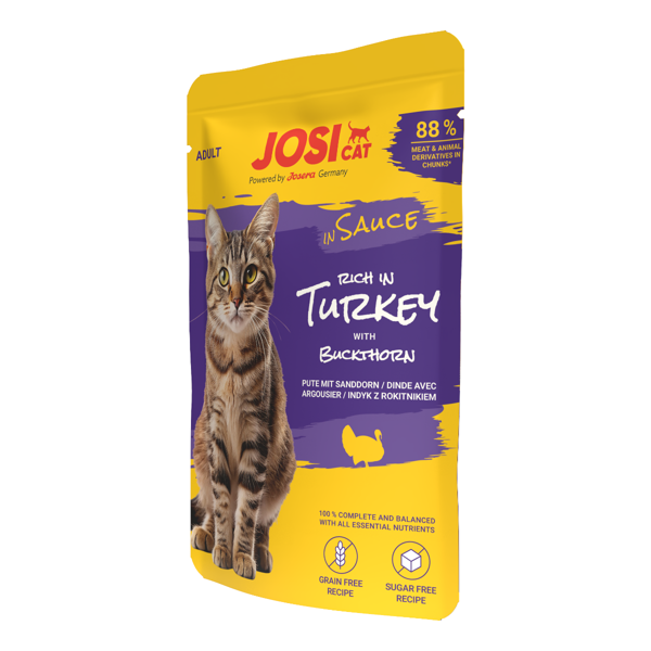 JOSICAT rich in Turkey skanėstas su kalakutiena katėms, 85g