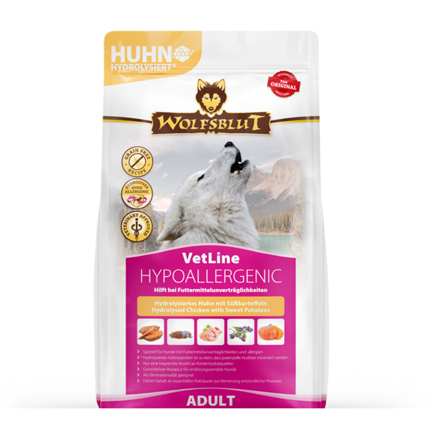 WOLFSBLUT VetLine Hypoallergenic dietinis sausas pašaras su hidrolizuota vištiena šunims, 12kg