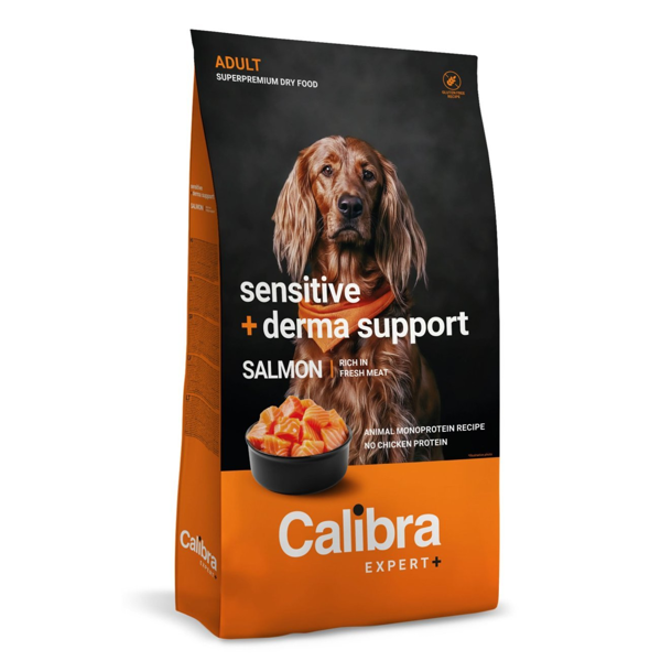 Akc.CALIBRA Dog EXPERT+ Adult Sensitive&Derma sausas pašaras suaugusiems šunims jautriai odai, 2 kg