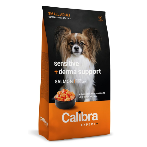 Akc.CALIBRA Dog EXPERT+ Adult Sm.Sensi.&Derma sausas pašaras mažų veislių jautriems šuinims, 1,5 kg