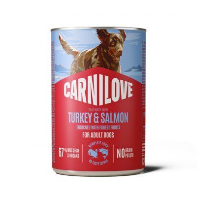 CARNILOVE Salmon&Turkey konservuotas maistas su lašiša ir kalakutiena šunims, 400 g