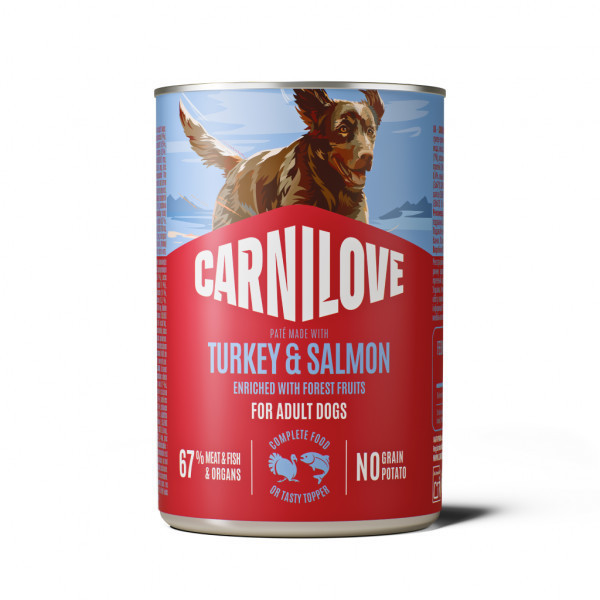 CARNILOVE Salmon&Turkey konservuotas maistas su lašiša ir kalakutiena šunims, 400 g