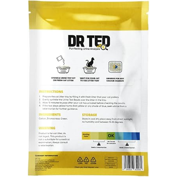 DR. TED šlapimo testo rinkinys katėms - pH lygiui šlapime nustatyti, 10 g