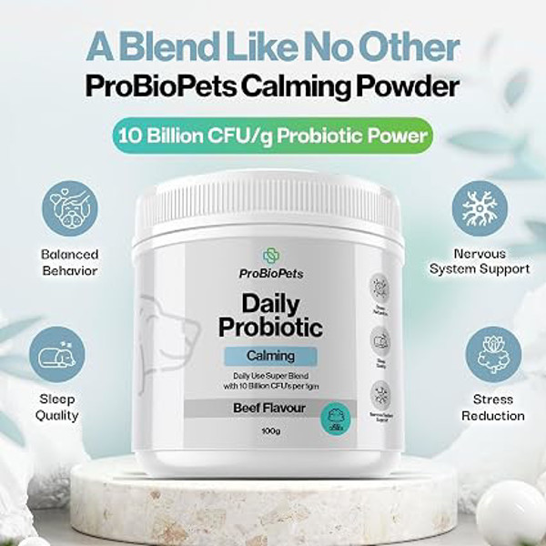 PROBIOPETS Calming Aid  probiotikai šunims, emocinei savijautai ir nusiraminimui, 100 g