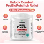 PROBIOPETS Itch&Allergy probiotikai nuo niežėjimo ir alergijų šunims, 100 g