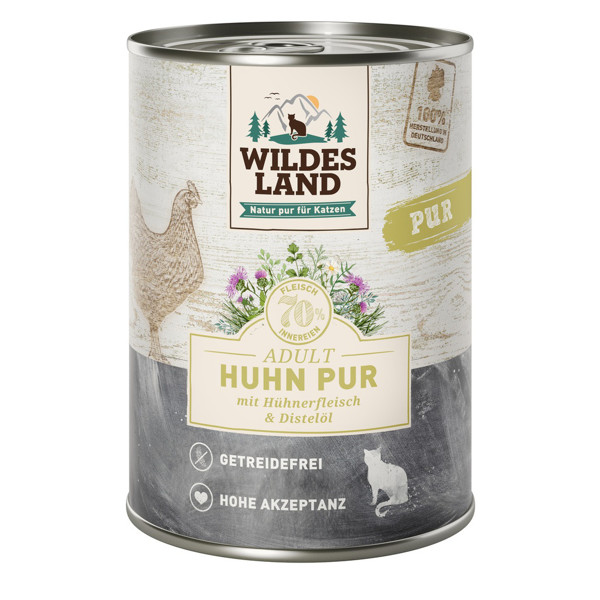 WILDES LAND PUR Adult Chicken with safflower oil konservai šunims su vištiena ir aliejumi, 400 g