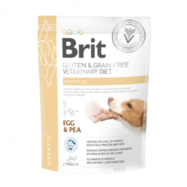 BRIT GF Veterinary Diets Dog Hepatic sauas pašaras kepenų sutrikimams, 400 g