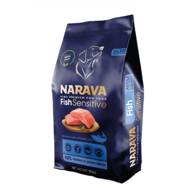 NARAVA High Premium sausas pašaras su žuvimi suaugusiems šunims, 15 kg