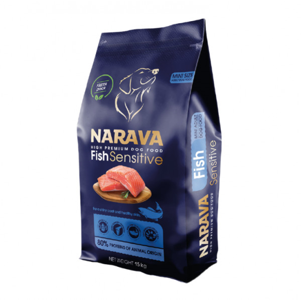 NARAVA sausas pašaras su žuvimi mažų veislių suaugusiems šunims, 2 kg