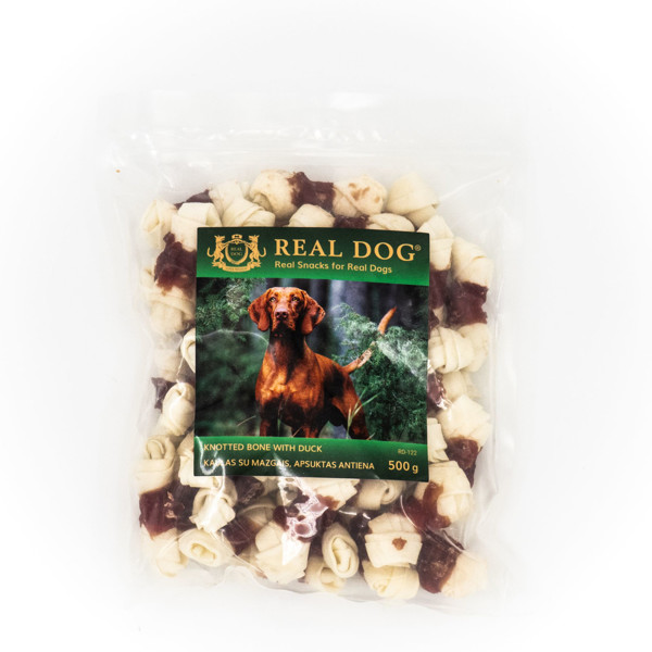 REAL DOG SNACKS kaulas su mazgais, apsuktas antiena, 500 g 