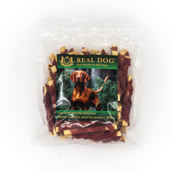 REAL DOG SNACKS menkės juostelės, apsuktos antiena, 500 g 