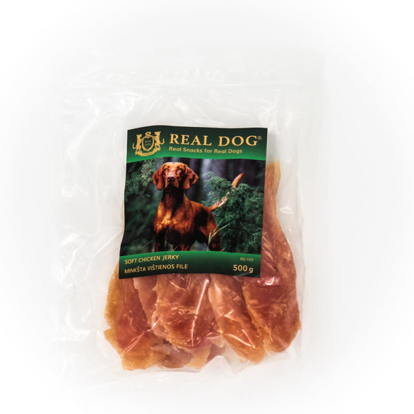 REAL DOG SNACKS Minkšta vištienos file, 500 g 