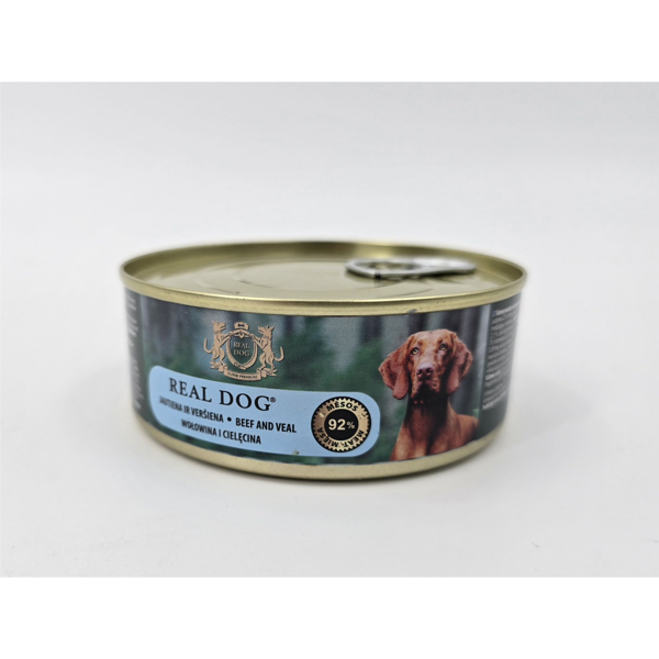 REAL DOG SP konservai su jautiena ir veršiena suaugusiems šunims, 240 g 