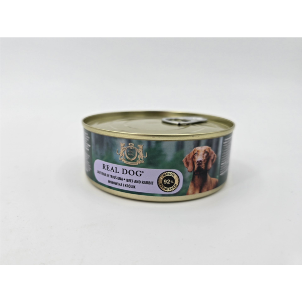 REAL DOG SP konservai su jautiena ir triušiena suaugusiems šunims, 240 g 