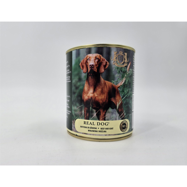 REAL DOG SP konservai su jautiena ir ožkiena suaugusiems šunims, 800 g 