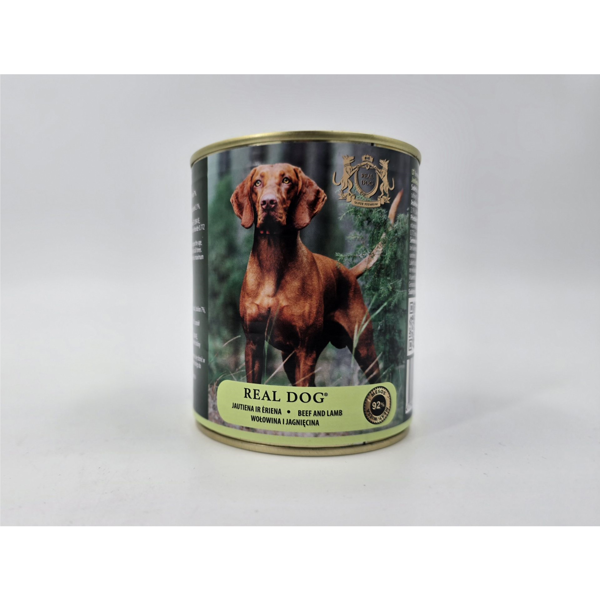 REAL DOG SP konservai su jautiena ir ėriena suaugusiems šunims, 800 g 
