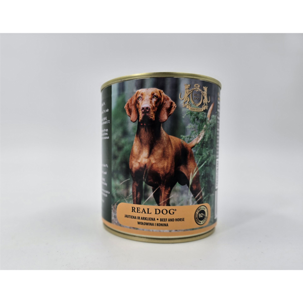 REAL DOG SP konservai su jautiena ir arkliena suaugusiems šunims, 800 g 