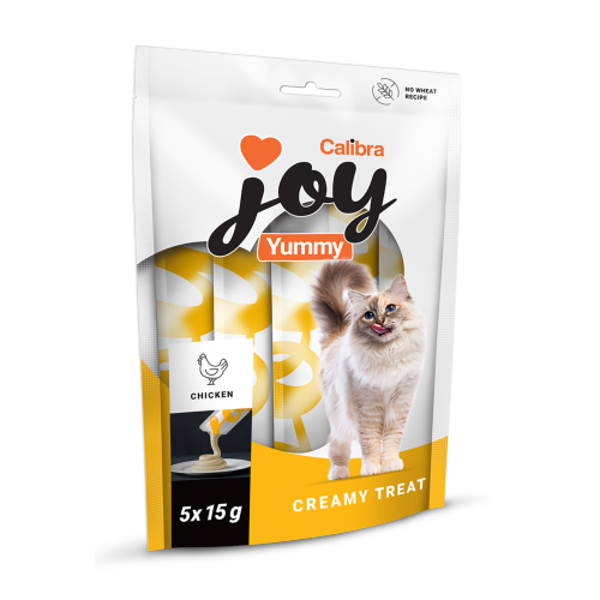 CALIBRA Joy Cat Yummy kreminis skanėstas katėms su vištiena, 5 x 15 g