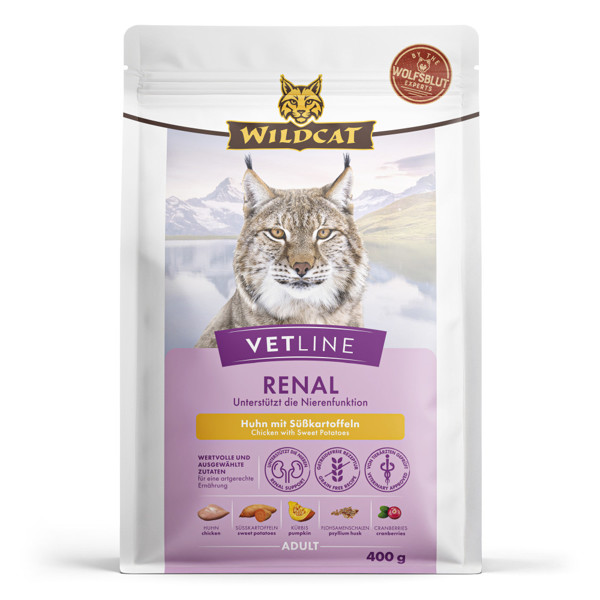WILDCAT VetLine Renal dietinis pašaras suaugusioms katėms inkstų funkcijai, 400 g