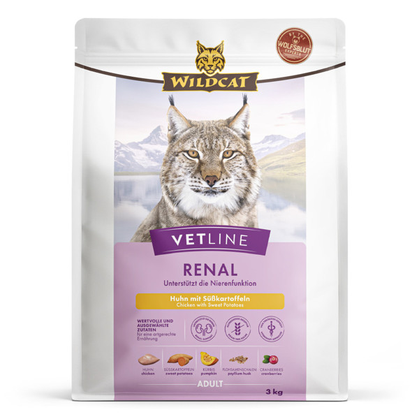 WILDCAT VetLine Renal dietinis pašaras suaugusioms katėms inkstų funkcijai, 3 kg