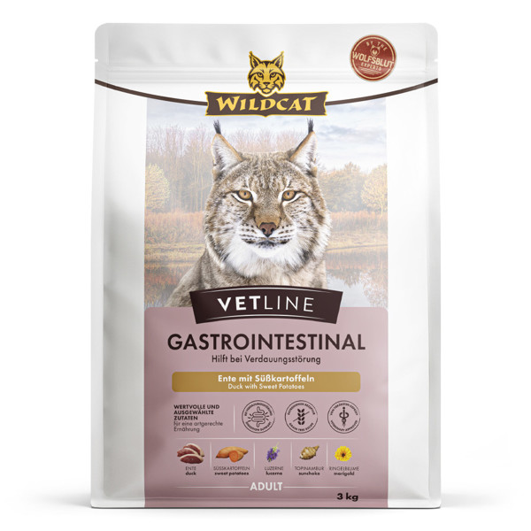 WILDCAT VetLine Gastrointestinal dietinis pašaras suaugusioms katėms žarnyno sutrikimams, 3 kg