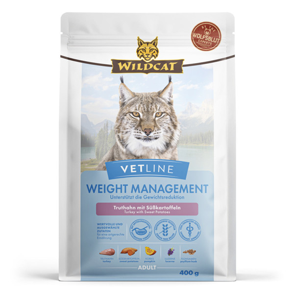 WILDCAT VetLine Weight Management dietinis pašaras suaugusioms katėms antsvoriui mažinti, 400 g