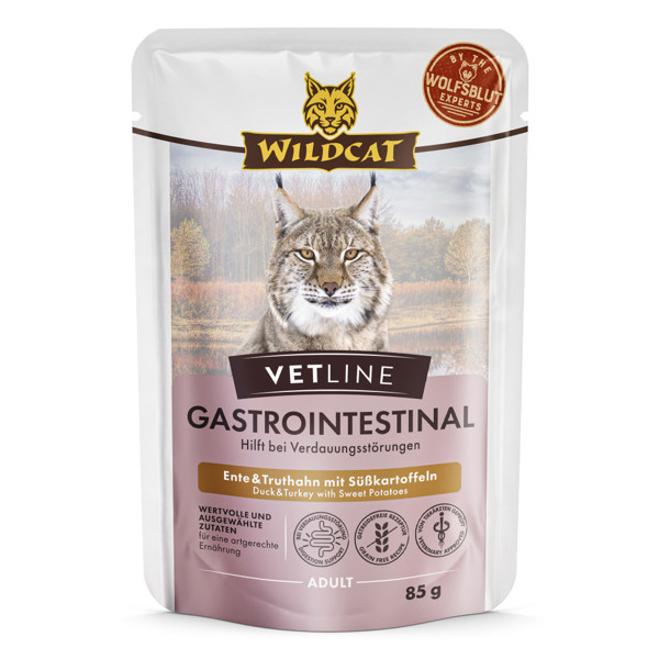 WILDCAT VetLine Gastrointestinal dietinis pašaras katėms esant žarnyno sutrikimams, 85 g