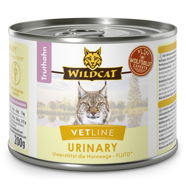 WILDCAT VetLine Urinary Turkey dietinis pašaras suagusioms katėms šlapimo takų funkcijai, 200 g
