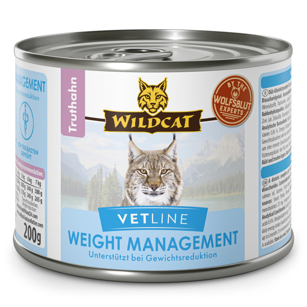 WILDCAT VetLin Weight Management dietinis pašaras suaugusioms katėms antsvoriui mažinti, 200 g