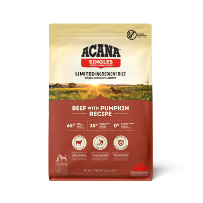ACANA Singles Beef with Pumpkin Recipe sausas pašaras šunims su jautiena ir moliūgais, 2 kg 