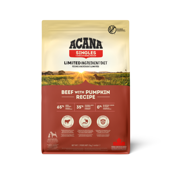 ACANA Singles Beef with Pumpkin Recipe sausas pašaras šunims su jautiena ir moliūgais, 2 kg 