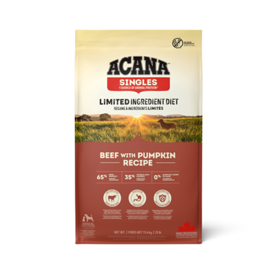 ACANA Singles Beef with Pumpkin Recipe sausas pašaras šunims su jautiena ir moliūgais, 11,4 kg 