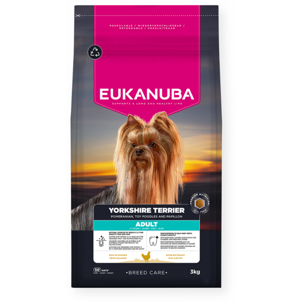 EUKANUBA Breed Care sausas maistas Jorkšyro terjerams su vištiena, AB, 3 kg