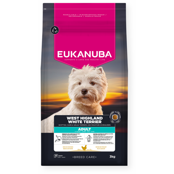 EUKANUBA Breed Care sausas maistas Vakarų Škotijos terjerams su vištiena, AB, 3 kg