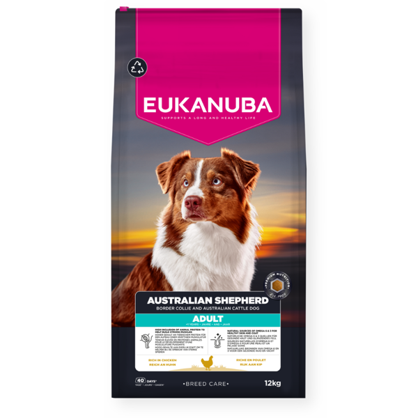 EUKANUBA Breed Care sausas maistas Australų aviganiams su vištiena ir kalakutiena, AB, 12 kg